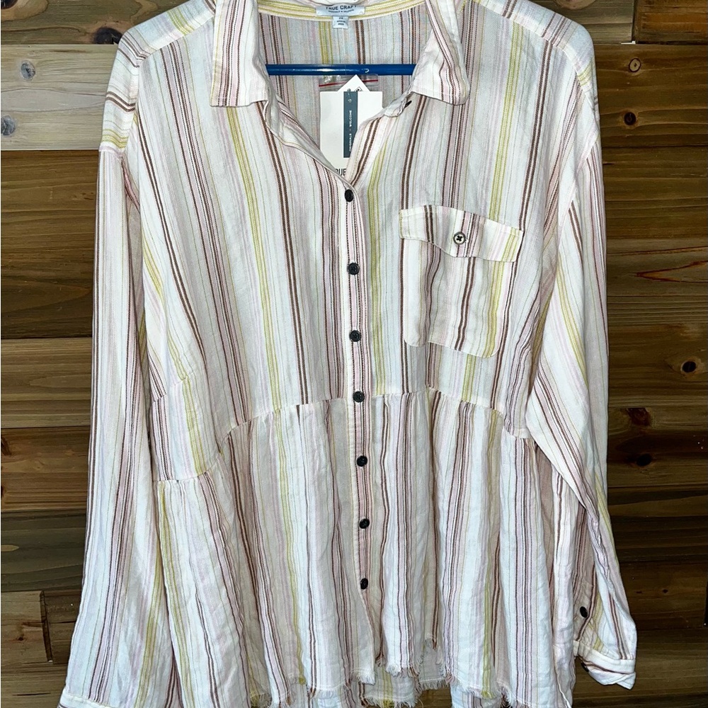 NWT True craft striped button up top